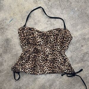 Vintage y2k Cheetah leopard print bustier halter top